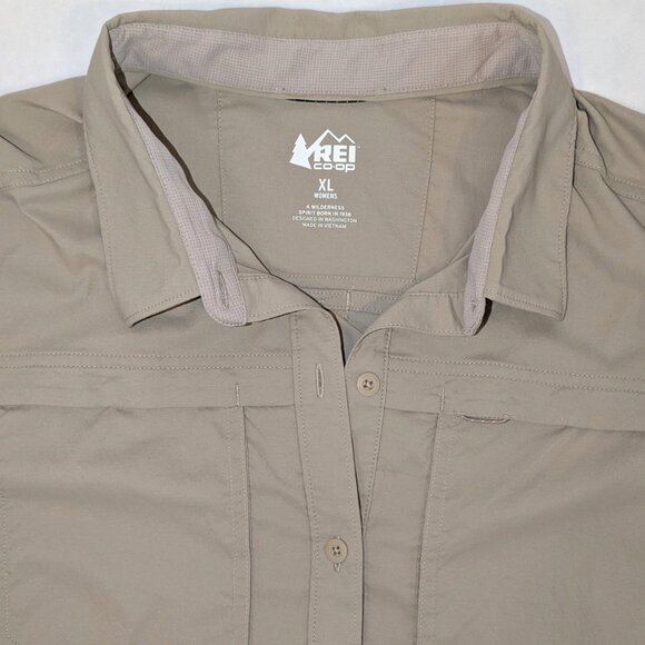 REI | Co-Op Sahara Long-Sleeve Solid Shirt Outdoors in Tan Beige | Size XL - Picture 6 of 11